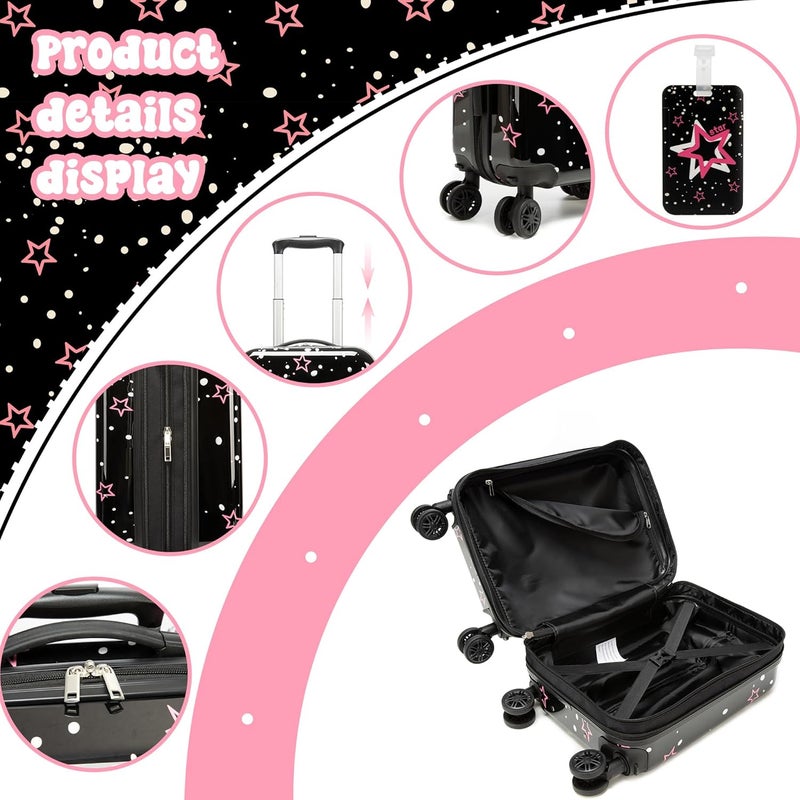 Esteemly Kid's Luggage Set 2 Piece Suitcase Set Hardside Luggage with Spinner Wheels Girls Carry on Toddler Travel Rolling Suitcase with Neck Pillow Airline Approved - Image 3